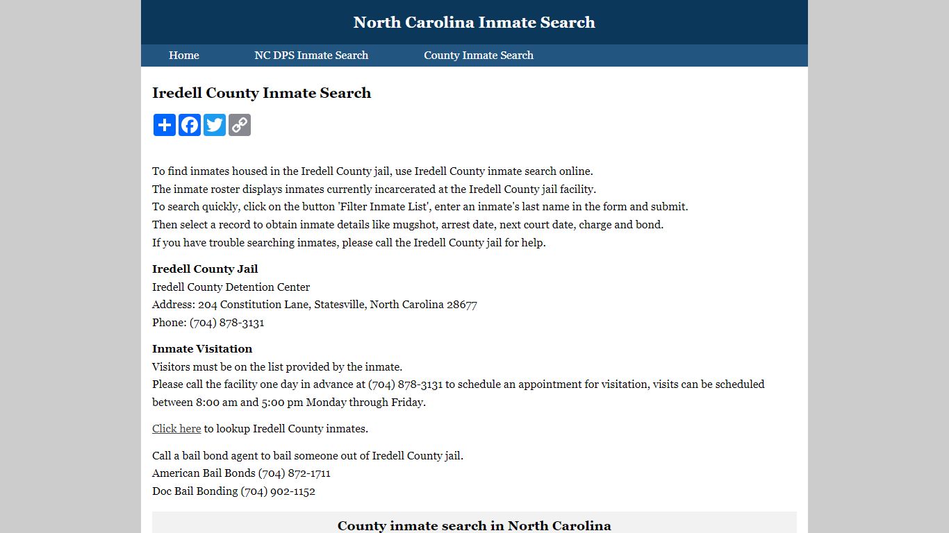 Iredell County Inmate Search