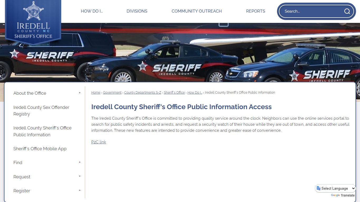 Iredell County Sheriff's Office Public Information Access